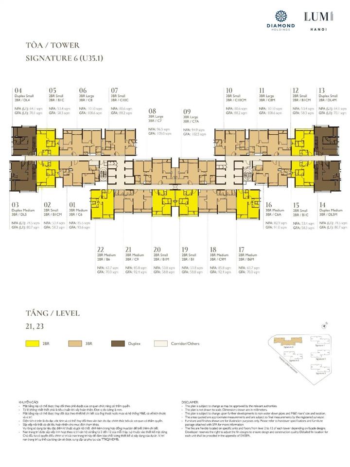 Siêu phẩm 3 phòng ngủ diện tích hợp lý nhất lumi hà nội 96.5m2 giá bán 8.x tỷ
