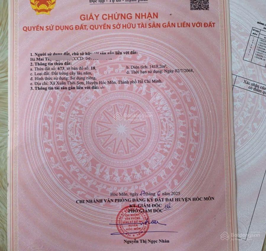 3 lô đất liền kề 17 x 85 (1418m2) đường nguyễn văn bứa (gần ngã 4 hóc môn)