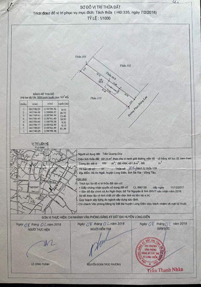 Chuyển nhượng và Bán  2 lô liền kề Mặt tiền khu trung tâm hiện hữu, mặt tiền đường Phan Đăng Lưu Phường Long Điền (2027)