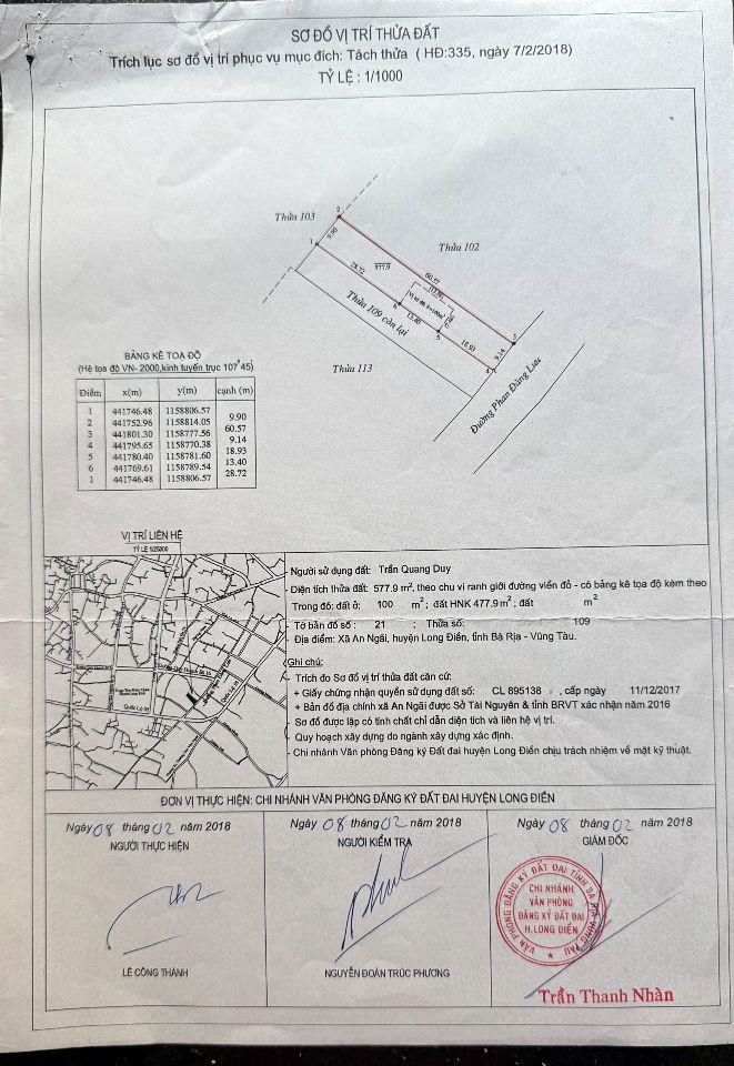 Chuyển nhượng và Bán  2 lô liền kề Mặt tiền khu trung tâm hiện hữu, mặt tiền đường Phan Đăng Lưu Phường Long Điền (2027)