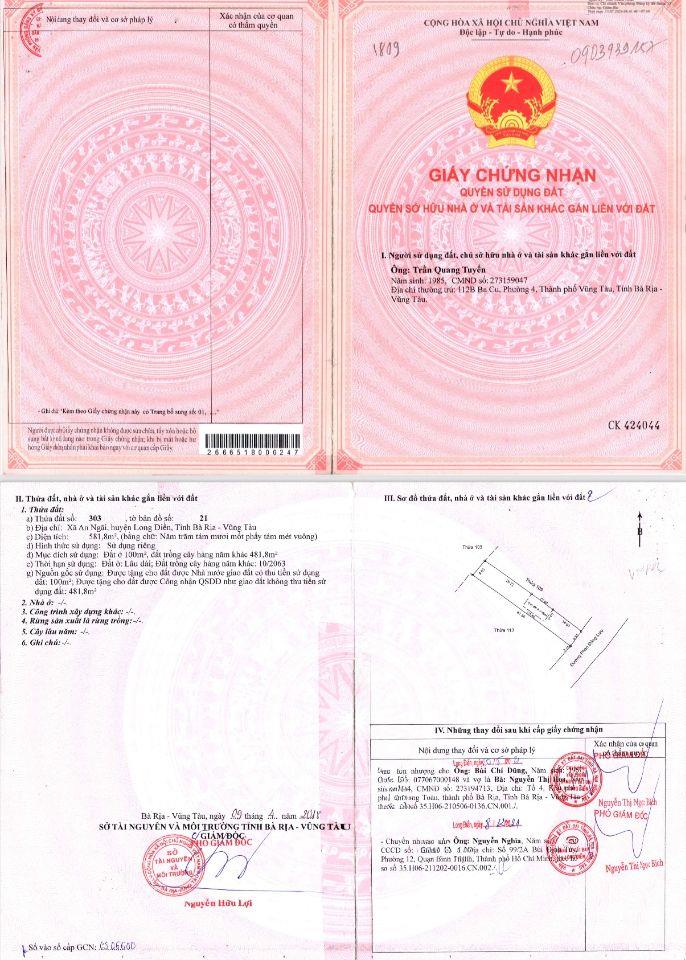 Chuyển nhượng và Bán  2 lô liền kề Mặt tiền khu trung tâm hiện hữu, mặt tiền đường Phan Đăng Lưu Phường Long Điền (2027)