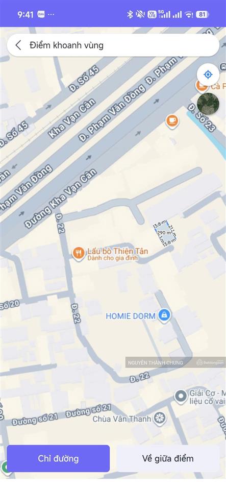 Bán lô đất đường 22 kế bên cầu bình triệu, dt 14 x 21 290m giá 22,8 tỷ