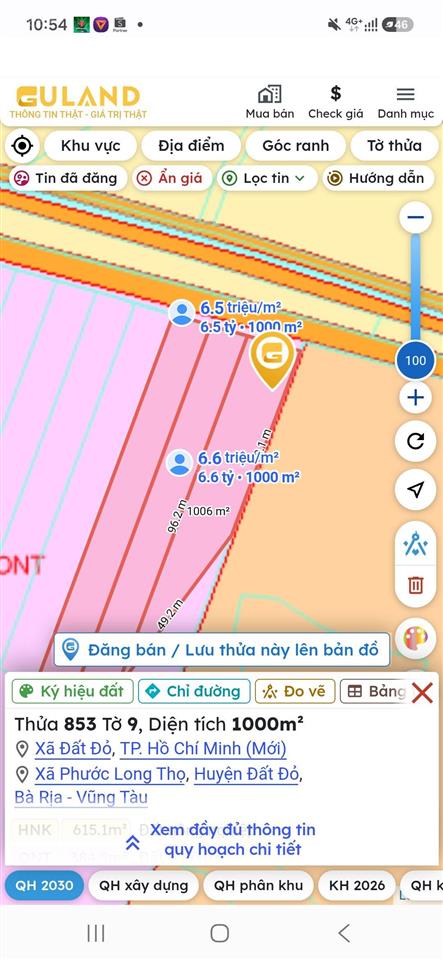 Bán đất 1000m2 tại xã phước long thọ, 6,8 tỷ vnd