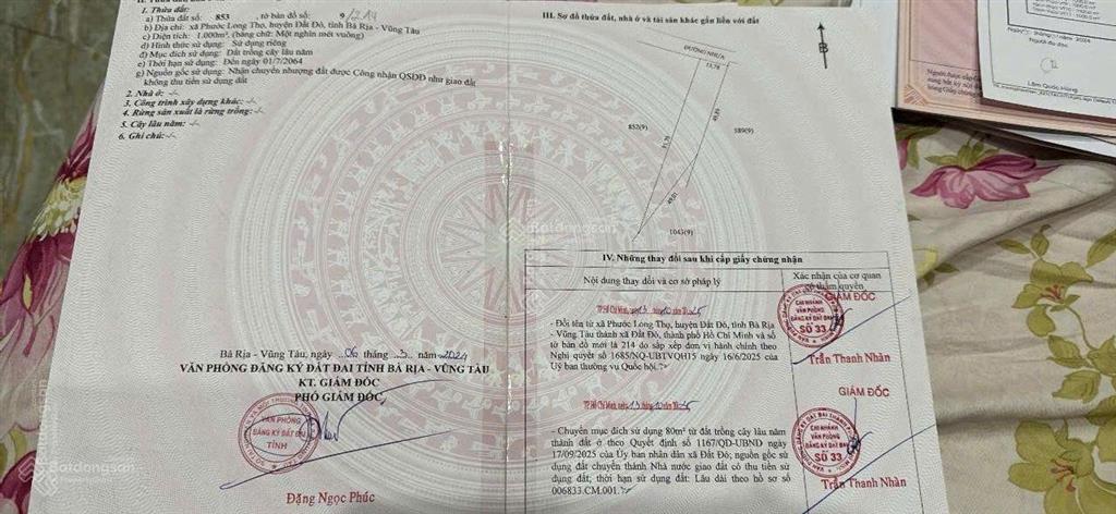 Bán đất 1000m2 tại xã phước long thọ, 6,8 tỷ vnd