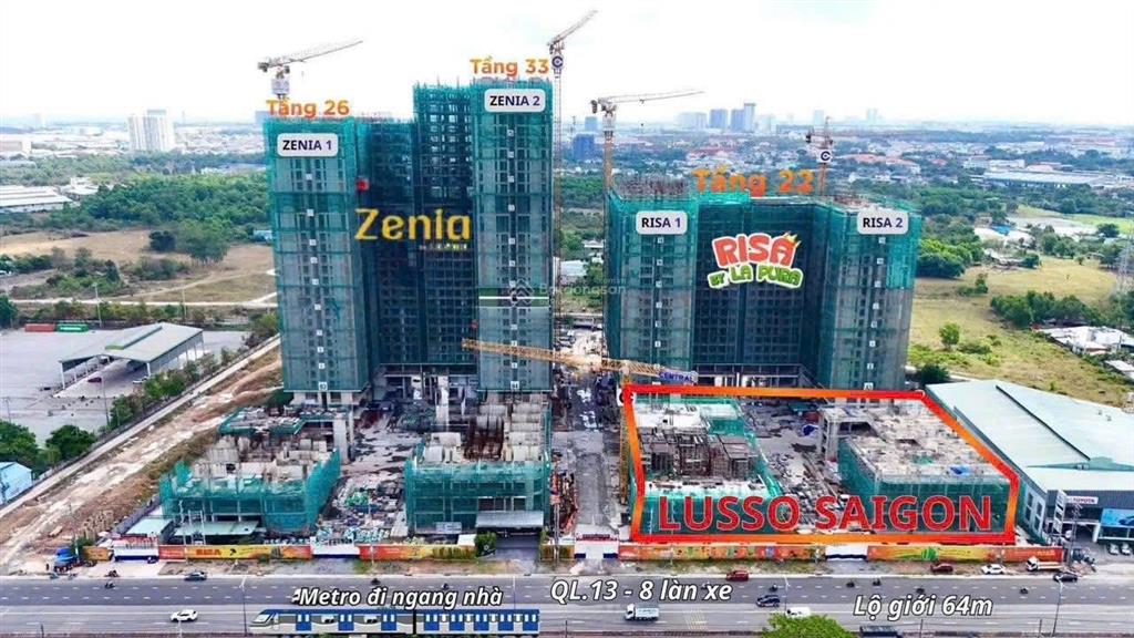 Lusso căn nội bộ 1pn + 56m2 trả trước 310 triệu nhận nhà ngay mặt tiền ql 13  metro số 2
