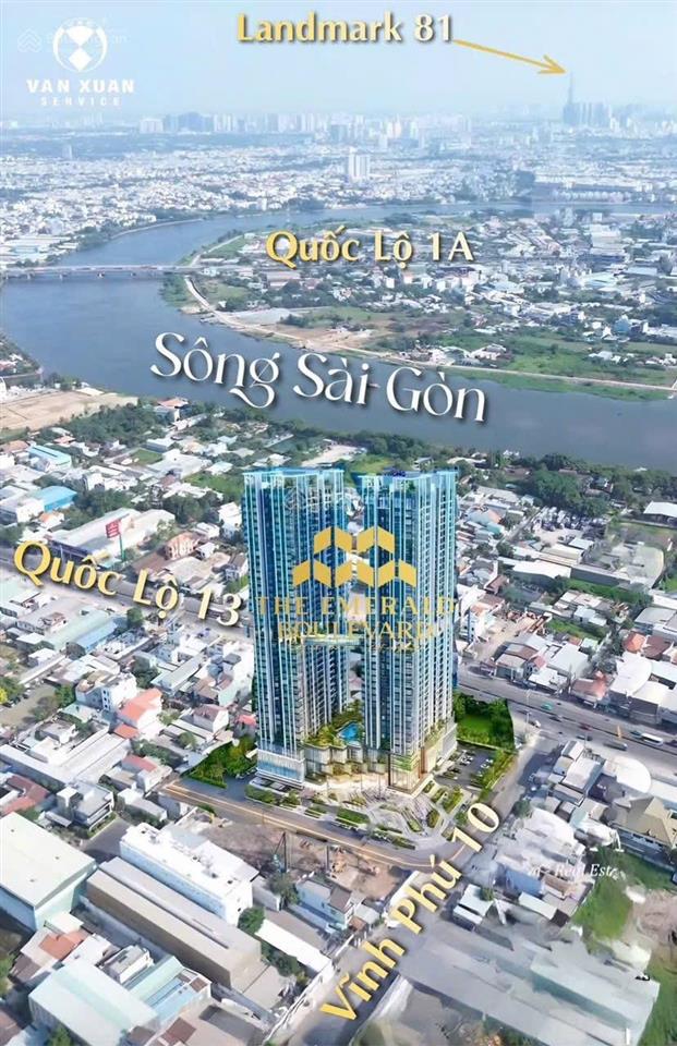 Nhận booking căn hộ emerald boulevard cđt lê phong  biểu tượng mới mặt tiền ql13metro số 2