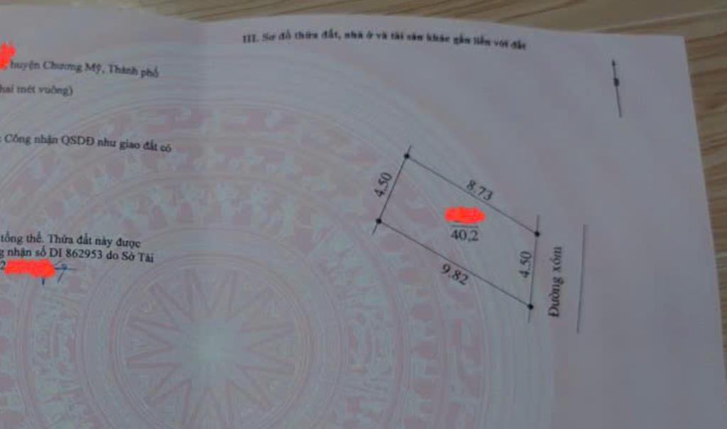 40,2M full thổ Trung Hòa xã Phú Nghĩa, Chỉ 1,55 tỉ