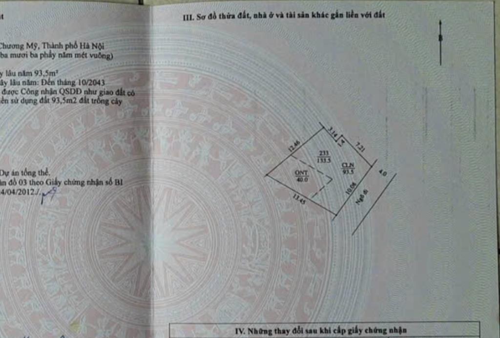 133,5M Tân Tiến xã Xuân Mai, Chỉ 1,x tỉ