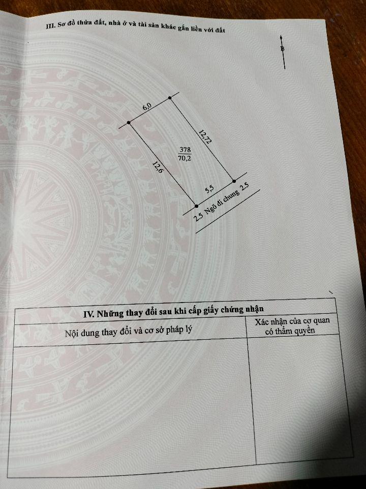 Diện tích 70,2m full thổ cư Tốt Động, Chỉ 1,8 tỉ