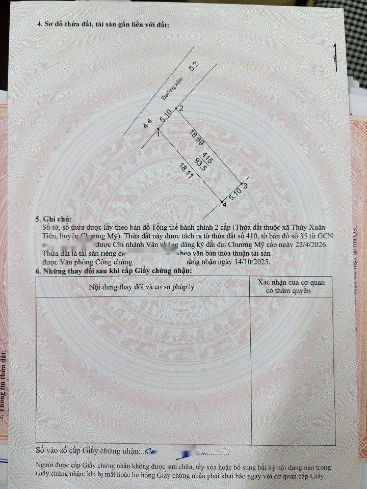 93,5M full thổ cư Thủy Xuân Tiên - Xuân Mai 