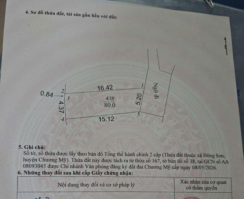 80M full thổ cư Đông Sơn xã Phú Nghĩa, Chỉ 1,85 tỉ