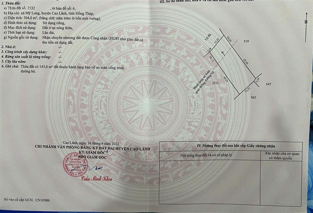 Bán đất xã mỹ long, huyện cao lãnh sổ đỏ, phân lô từng nền, kết hợp với các bạn môi giới 2.5%