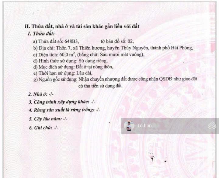 Chính chủ cần tiền bán gấp căn nhà 2,5 tầng tại thiên hương  hp