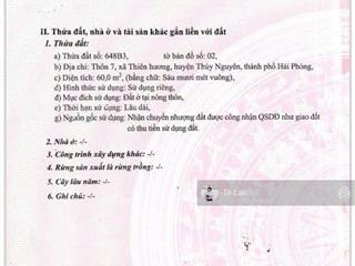 Chính chủ cần tiền bán gấp căn nhà 2,5 tầng tại thiên hương  hp