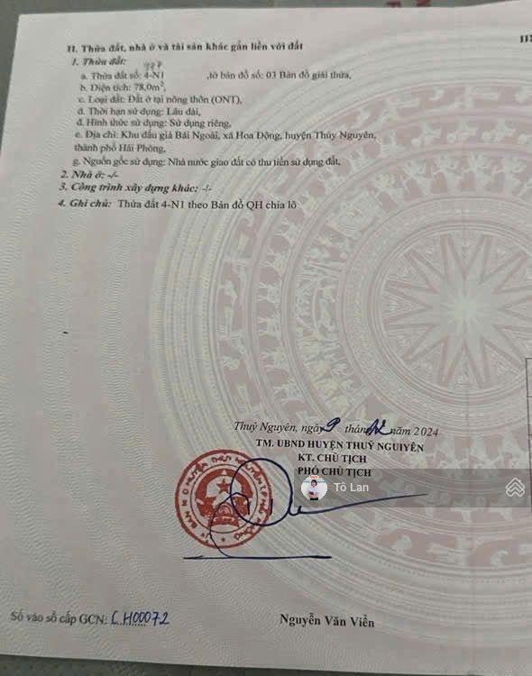 Bán đất đấu giá bái ngoài hoa động thủy nguyên hải phòng