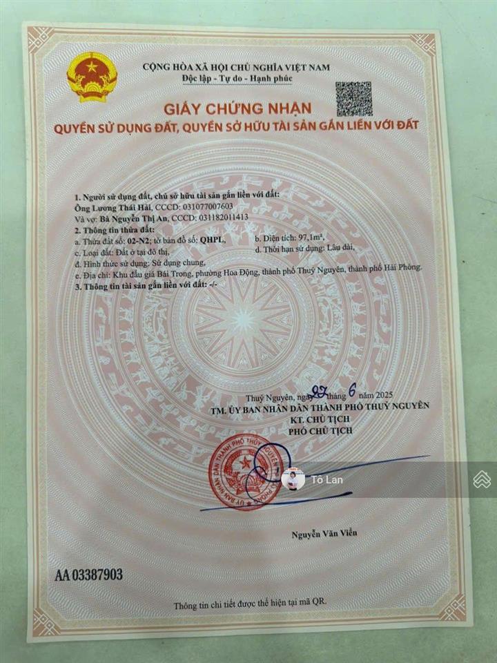 Bán đất đấu giá bái trong hoa động thủy nguyên hải phòng