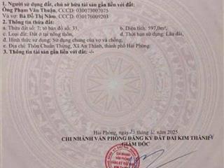 Bán lô đất 597m2 full thổ cư Thuộc  Đội 8 – Kim Đính – Kim Thành – Hải Dương ( Nay Là Xã