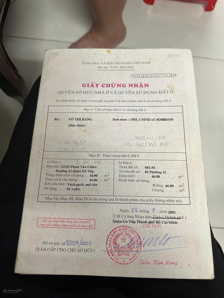 Bán nhà gò vấp 4pn, hẻm 3m, cách mt phạm văn chiêu 30m chỉ 5,5tỷ