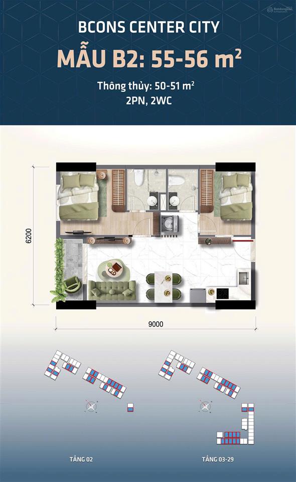 Suất nội bộ tầng 10 đông nam view xanh mát  bcons center city giá trực tiếp cđt