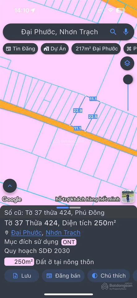 250m² thổ cư 100%  ngang 11,1m đường phú mỹ đại phước, sản phẩm hiếm