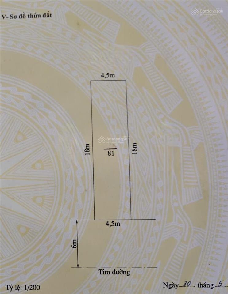 81m2 đất mặt đường tây trung hành  ngang 4.5m  hướng nam  đường 12m