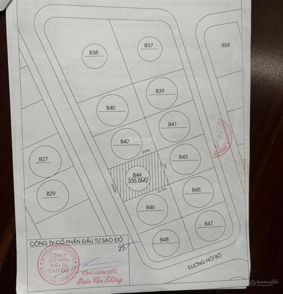 335m2 đất khu biệt thự sao đỏ  ngang 15m  tây nam