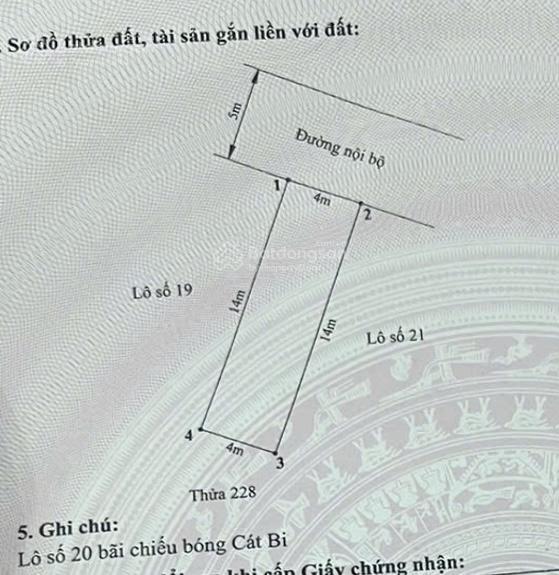 56m2 đất khu phân lô cát bi cạnh trường lê quý đôn  ngang 4m  đường 5m