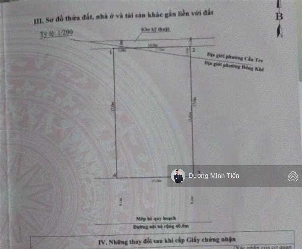 170m2 đất lô 3d lê hồng phong  ngang 10m  đường 40m  hướng nam