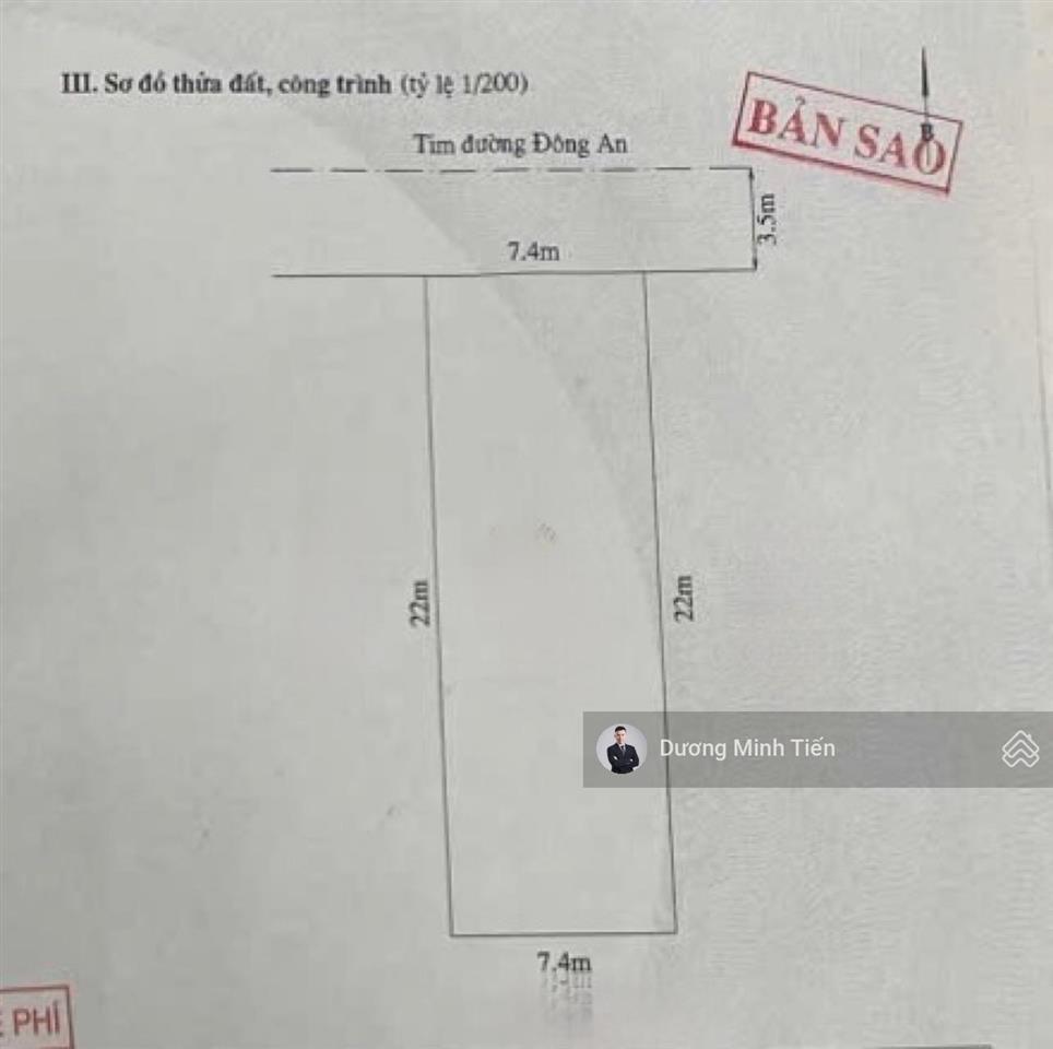 162,8m² đất mặt đường đông an  mặt tiền 7,4m