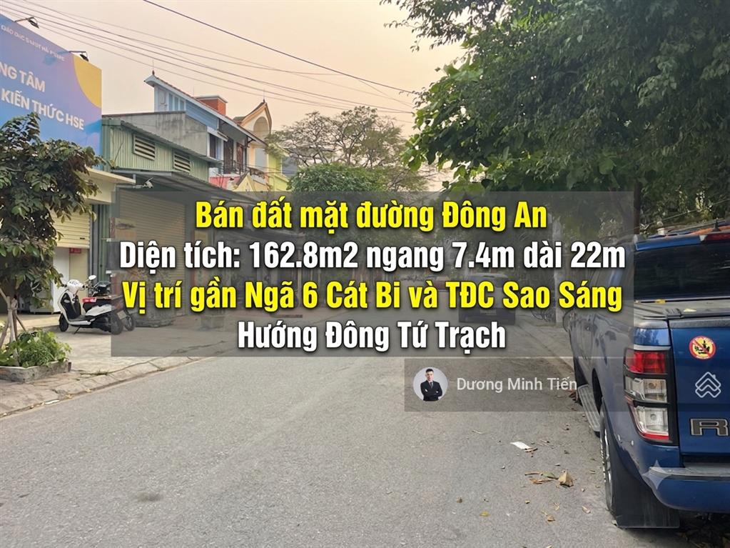 162,8m² đất mặt đường đông an  mặt tiền 7,4m