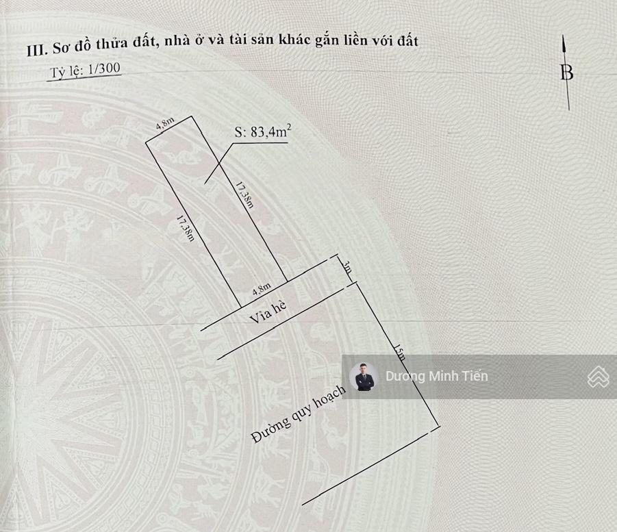 83.4m2 đất mặt đường 21m tđc đồng bồ  ngang 4.8m  đông nam  hơn 4 tỷ