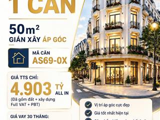 Giá rẻ nhất vinhomes hóc môn as690x 50m² kế góc 4ty9  0935 378 ***