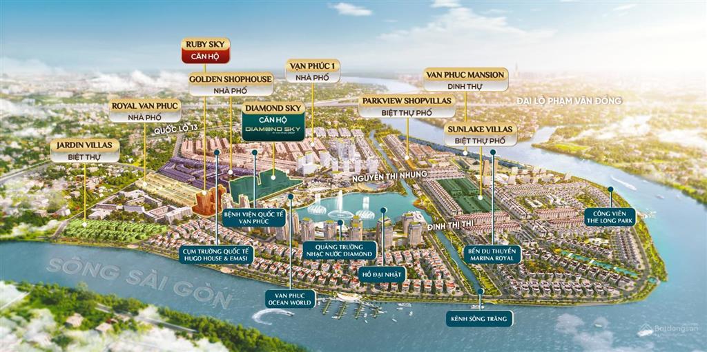 Chỉ từ 15% sở hữu ngay căn hộ diamond sky 3 mặt sông sài gòn tại vạn phúc city chỉ 296 căn hộ