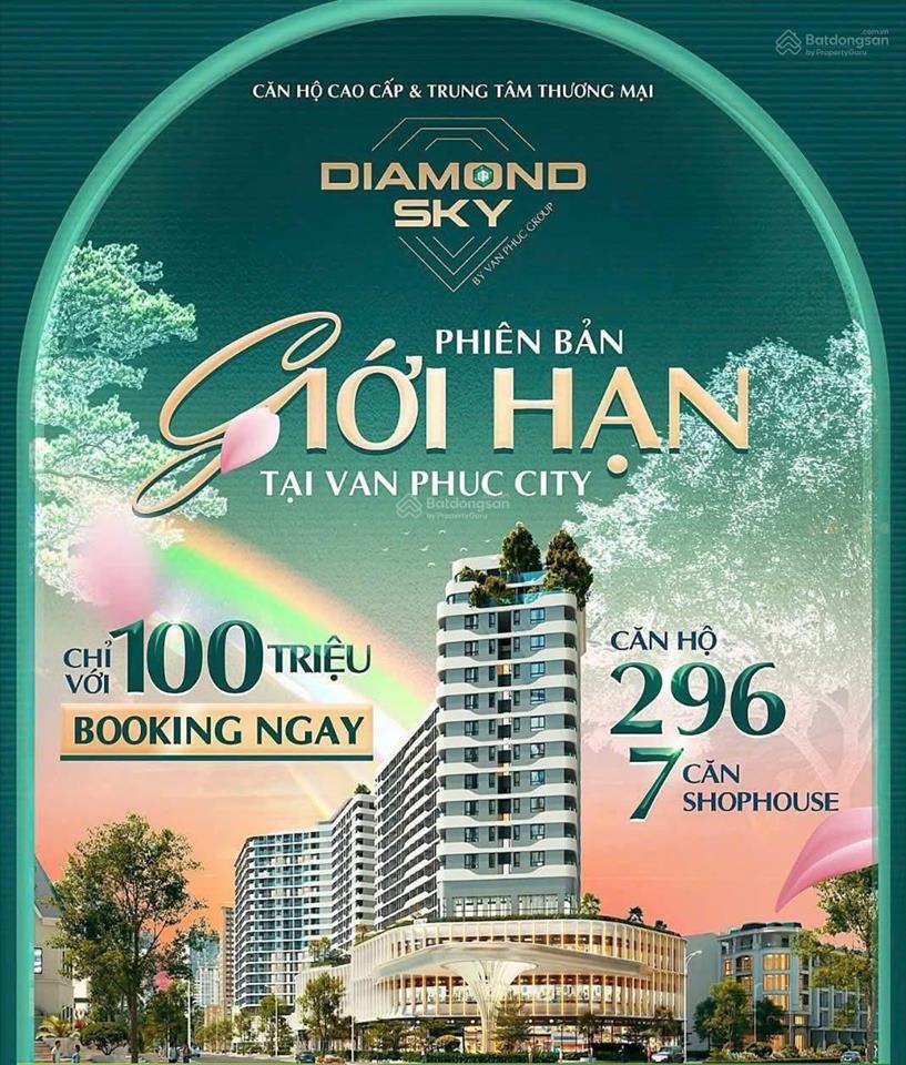 Chỉ từ 15% sở hữu ngay căn hộ diamond sky 3 mặt sông sài gòn tại vạn phúc city chỉ 296 căn hộ