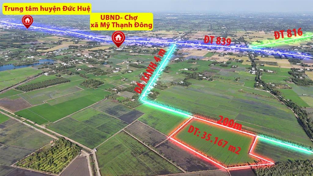 Hơn 3,5 mẫu đất lúa đường ô tô, trung tâm huyện đức huệ, long an giá đáng đầu tư