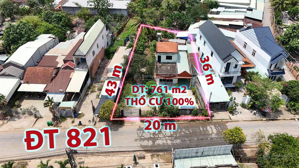 761 m2 đất thổ cư, mặt tiền đt 821 đức hòa, giá ngộp