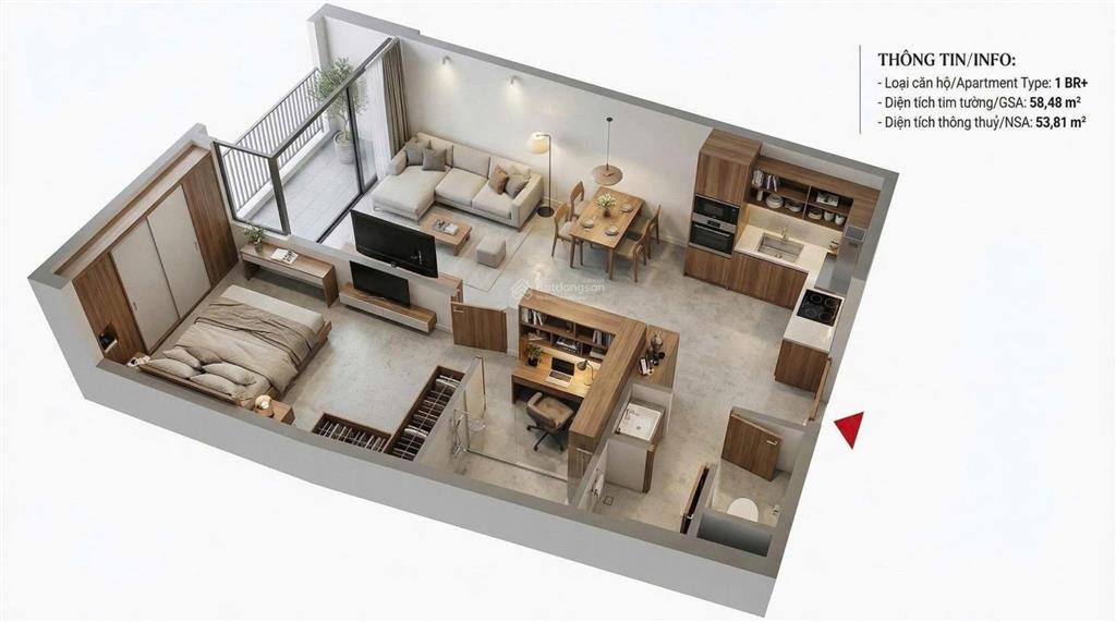 Hot!! 1pn+ chỉ từ 1,8tỷ ck 28% cho căn hộ fours tower từ cdt sun group  view sông, pháo hoa, biển