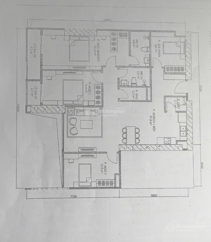 Siêu rẻ, bán căn hộ 133,8 m2 thiết kế 3n+1, đã đóng 80%, giá 3x triệu / m2 chung cư 104 usilk
