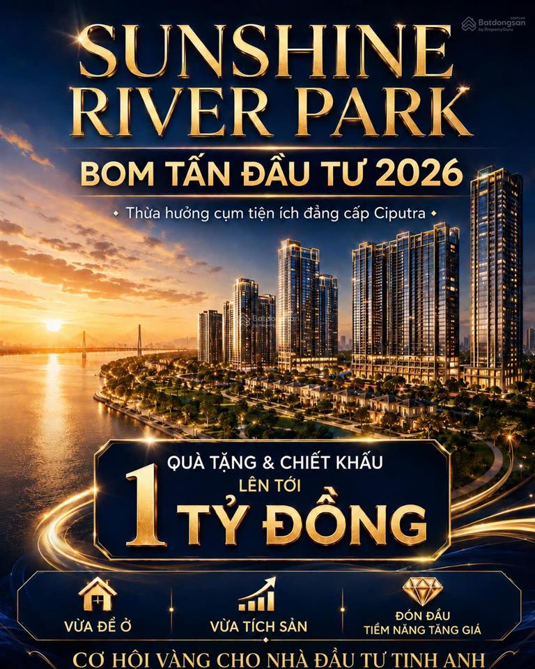 Duy nhất 1 căn 2pn  63,5m2 view trực diện sông hồng đẹp nhất sunshine river park, 0973 077 ***