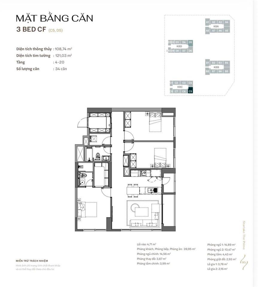Trục d5  d6 siêu hot tại the prime, dt 108m2 căn góc, hướng đông nam view thẳng hồ, chỉ 22tỷ