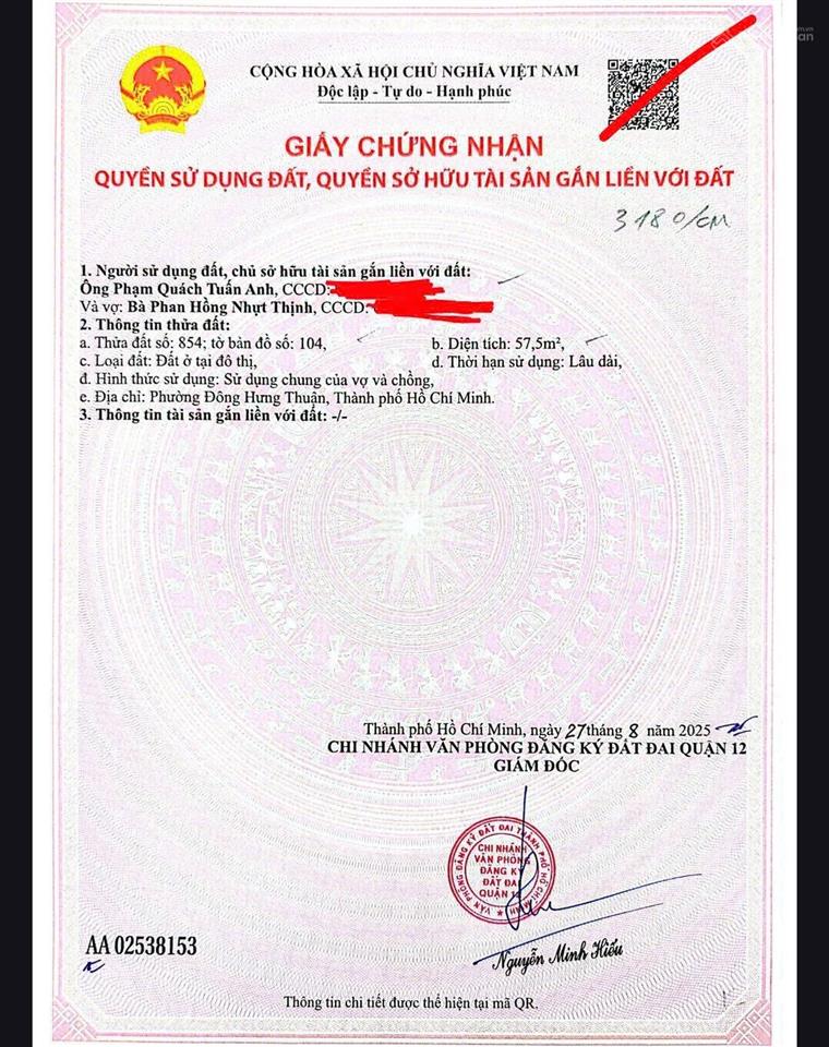 Bán đất đường dht02 phường đông hưng thuận quận 12