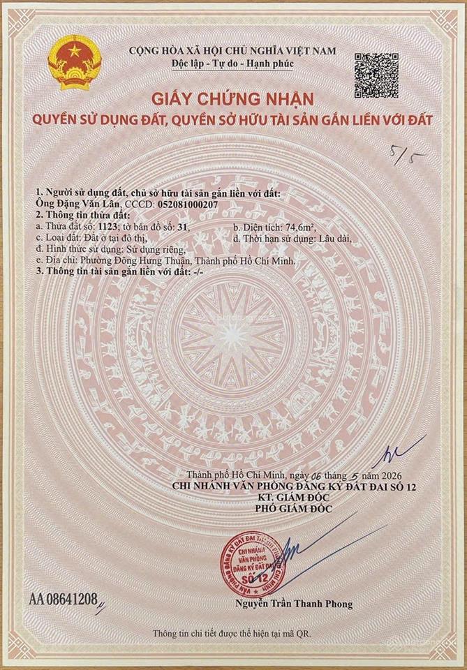 Bán đất p tân thới nhất, quận 12