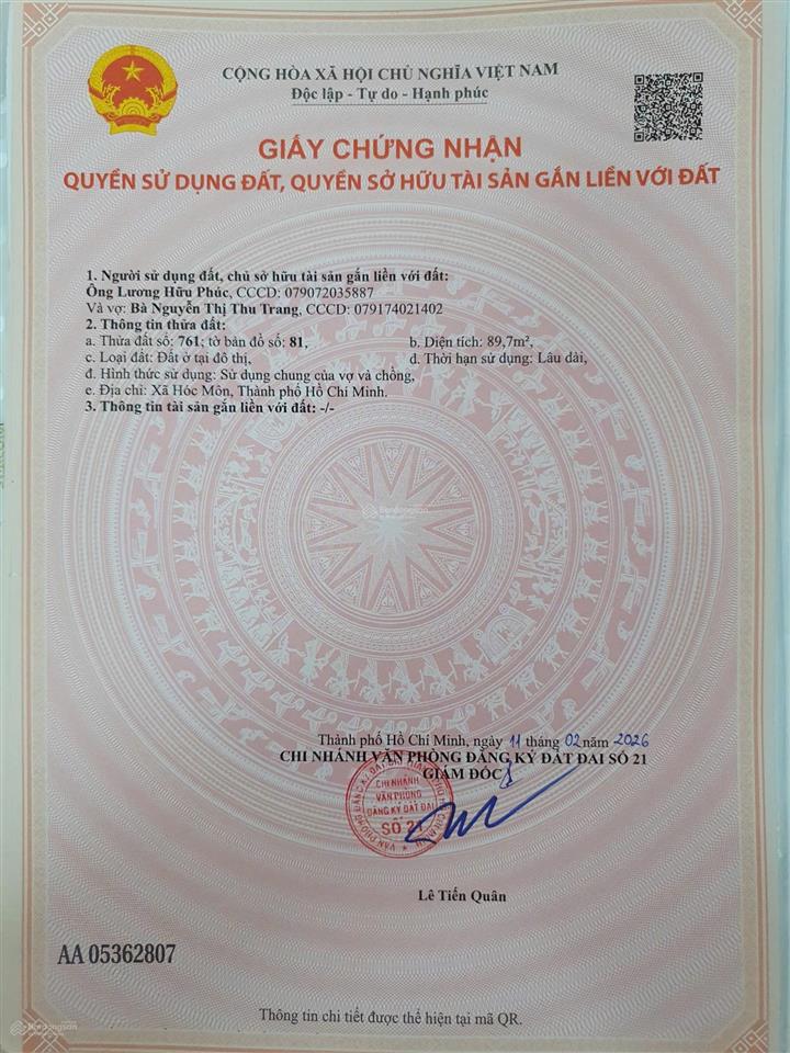 Bán gấp lô đất mặt tiền tô ký 12 hóc môn