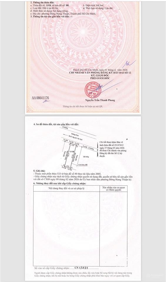 Đất mặt tiền 1 trục kênh tham lương vỉa hè 15m phường đông hưng thuận q12