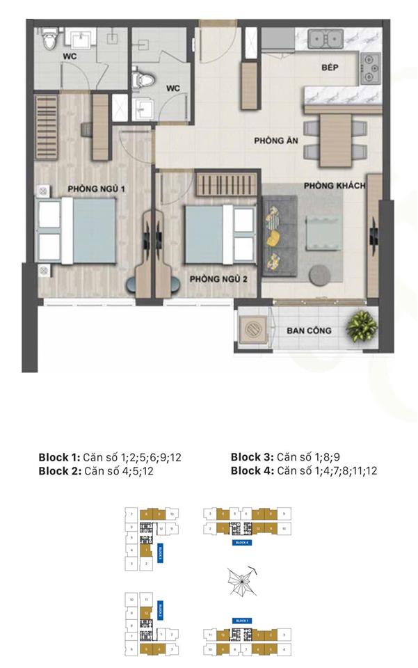 Bán căn hộ 2pn 2wc  victoria village quận 2. giá chỉ 6,15 tỷ gồm vat.
