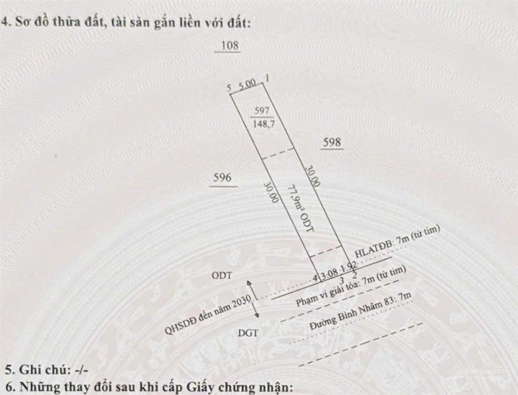 Chính chủ gửi bán đất ngay trường nguyễn trường tộ 148m2 giá 6.2 tỷ gần sông sài gòn