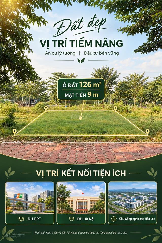 Chủ cần tiền cắt lỗ 1 tỷ bán đất đấu giá 126m2 tại tân xã hòa lạc, ngay hồ tân xã