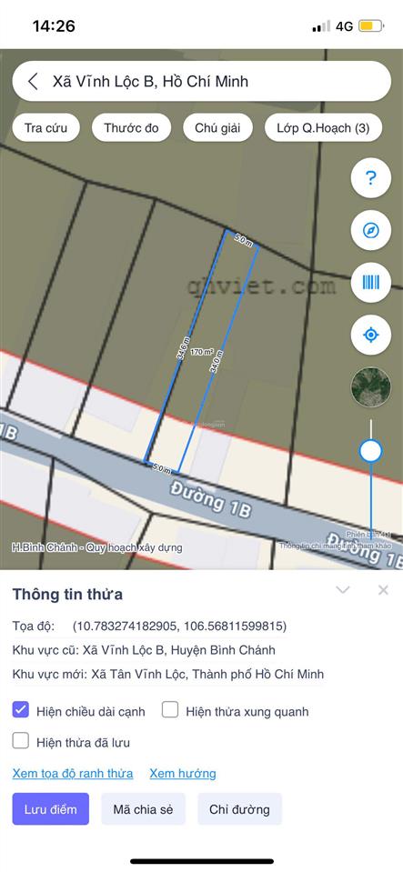 Bán 164,6m2 đất nông nghiệp  quy hoạch thổ ở bình chánh 2tỷ120