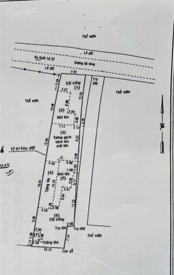 Bán 583,5 m2 (34,5 m2 ont, 549 m2 cln) gần chợ phước thạnh, củ chi 1,39ty
