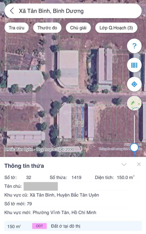 Bán 150m2 đất full thổ cư tại bắc tân uyên 1,56 tỷ
